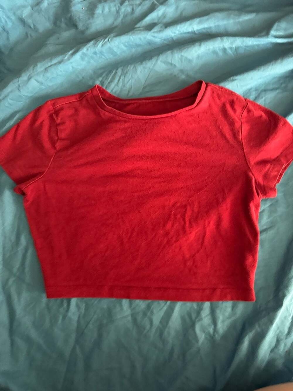 Wild Fable Red Short Sleeve Crop Top Size M